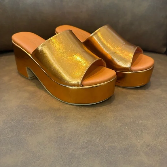 Anthropologie Matisse Terry Platform Sandals in Metallic Orange women’s size 7 - Picture 3 of 8